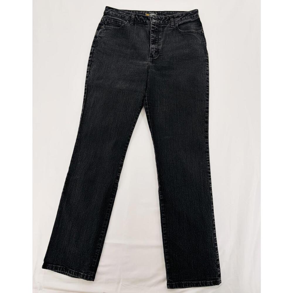 Lee Relaxed Fit Straight Leg High Rise Jeans Size 12 Black Denim